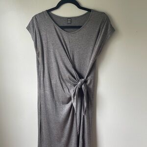 SHEIN Gray Sheath Midi Dress with Dolman Cap Sleeves